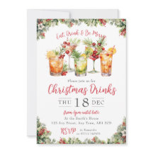 Christmas Cocktails Drinks Party Invitation
