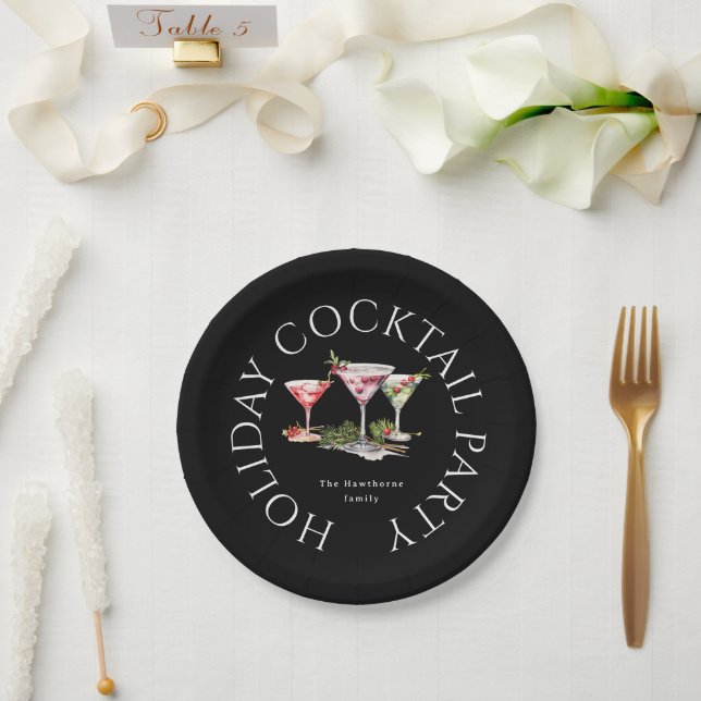 Christmas Cocktail's Elegant Party Paper Plate (Wedding)