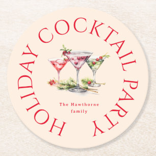 Christmas Cocktail's Elegant Party Round Paper Coaster