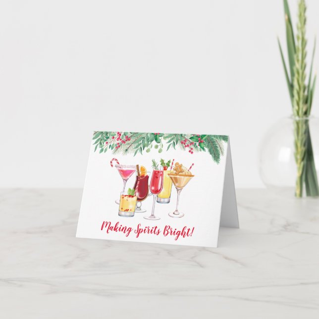 Christmas Cocktails Holiday Greeting  Card (Front)
