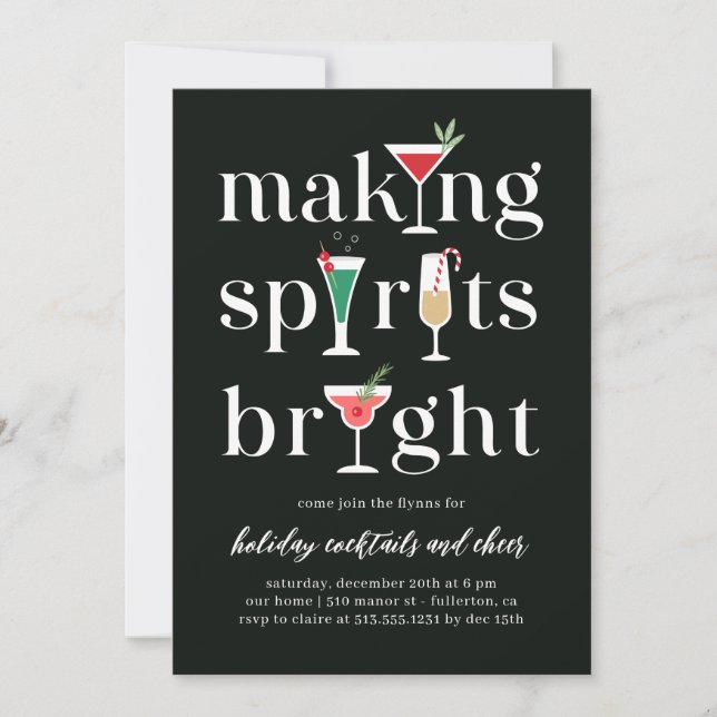 Christmas Cocktails Holiday Party Invitation (Front)