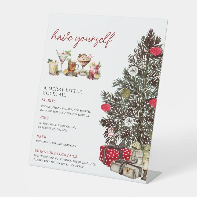 Christmas cocktails Merry holiday bar sign (Front)