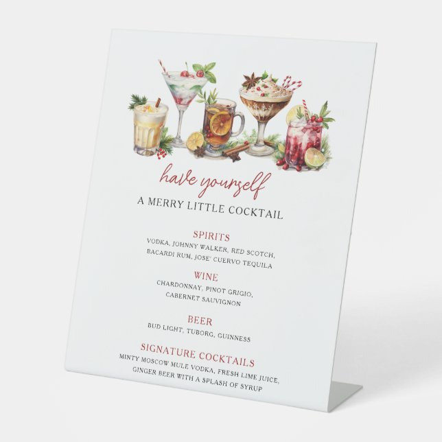 Christmas cocktails Merry holiday bar sign (Front)