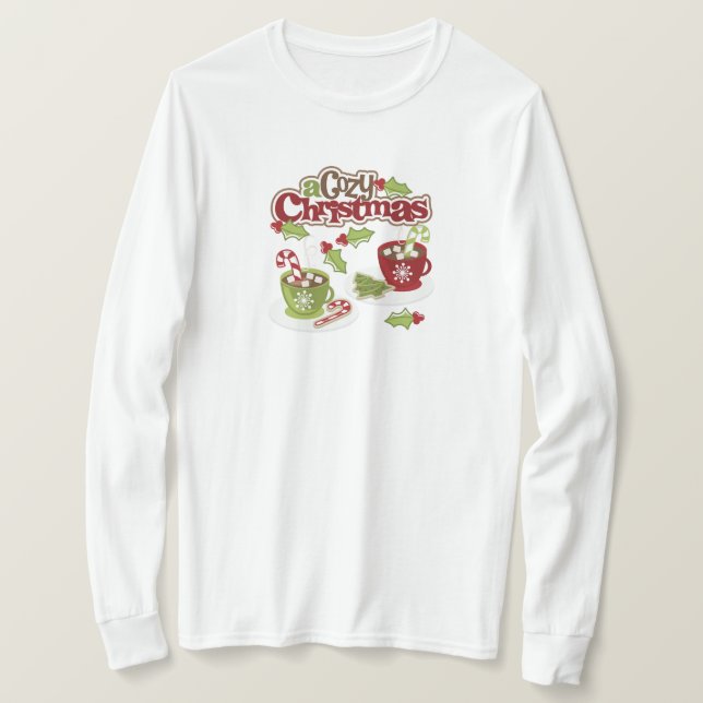 Christmas Cocoa & Candy Canes Long Sleeve T-Shirt (Design Front)