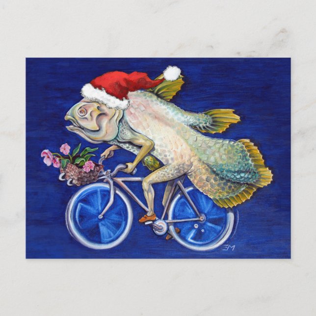 Christmas Coelacanth Holiday Postcard (Front)