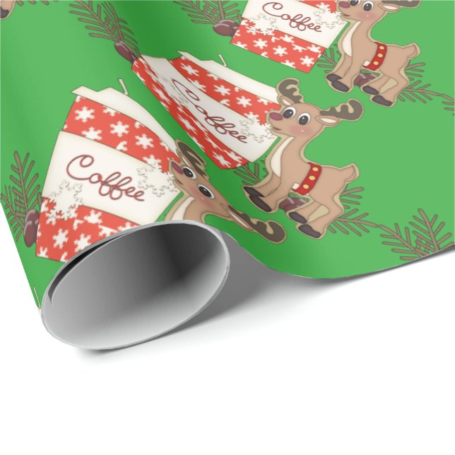 Christmas coffee and reindeer wrapping paper (Roll Corner)