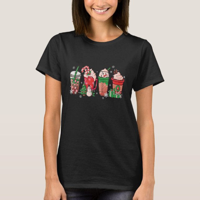 Christmas Coffee For Womens Latte Cozy Winter Coff T-Shirt (Front)