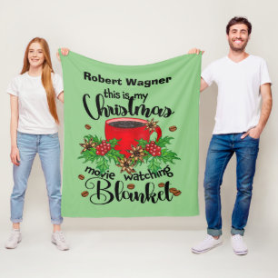 Christmas coffee movie watching add name fleece blanket