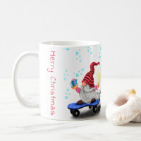 Christmas Coffee Mug Gift Skater Gnome with Gifts