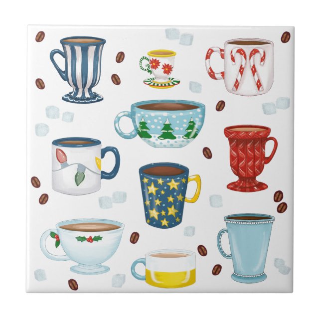 Christmas Coffee Shop Hostess Gift  Tile (Front)