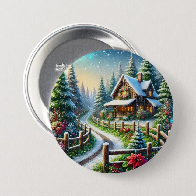 Christmas Collage 3 Inch Round Button (Front & Back)