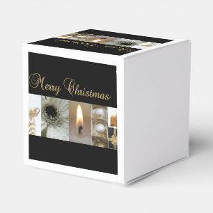 Christmas Collage Black, White and Gold Favor Box
