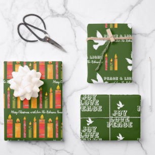 Christmas collage candles dove light peace custom wrapping paper sheet