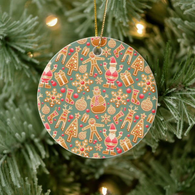 Christmas Collage Ceramic Ornament (Tree)