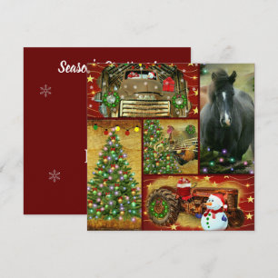 Christmas Collage Horse Frosty Vintage Truck Holiday Card