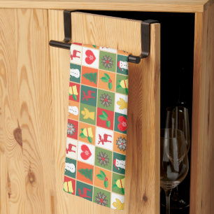 Christmas collage images kitchen towel