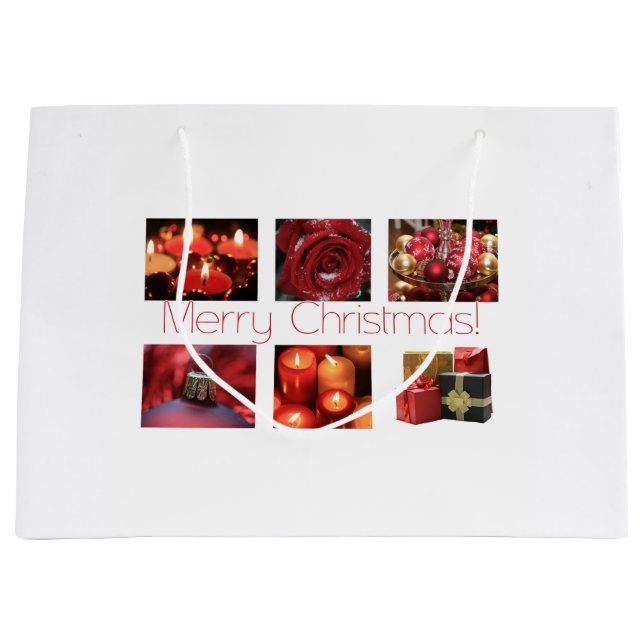 Christmas Collage in Red Large Gift Bag (Front)