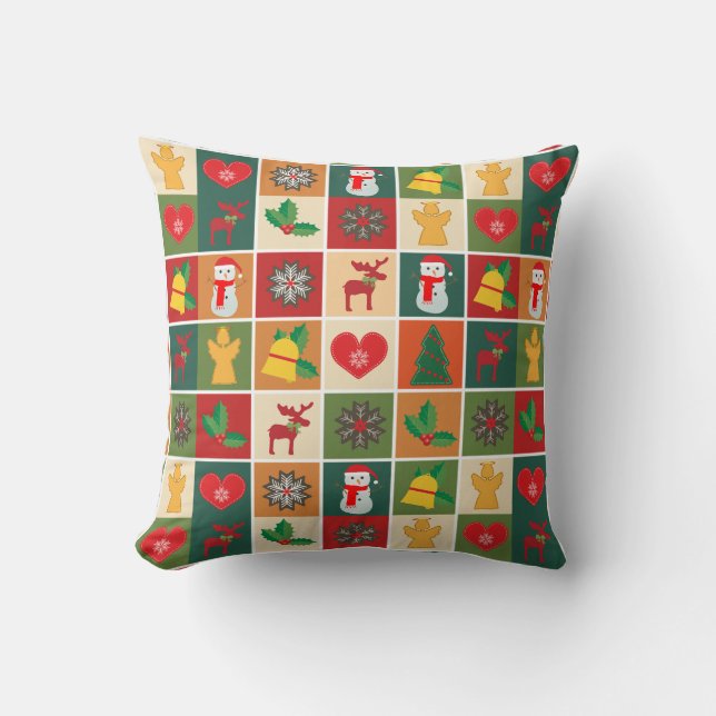 Christmas Collage Throw Pillow (Front)