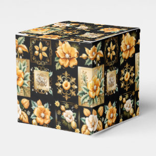 Christmas Collage with Gold and White Flowers Favor Box