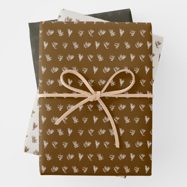 Christmas Collection | Cedar Cognac, Cream, Green Wrapping Paper Sheet (In situ)