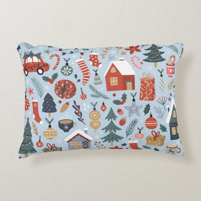 Christmas collection of decorative winter elements accent pillow (Front)