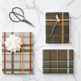 Christmas Collection | Plaids Green, Cream, Tan Wrapping Paper Sheet