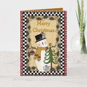 Christmas Collection Snowman Xmas Tree Greetings C Holiday Card