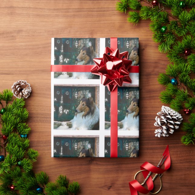 Christmas Collie at the Window Wrapping Paper (Holiday Gift)