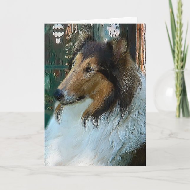 Christmas Collie at Window Holiday Card (Front)