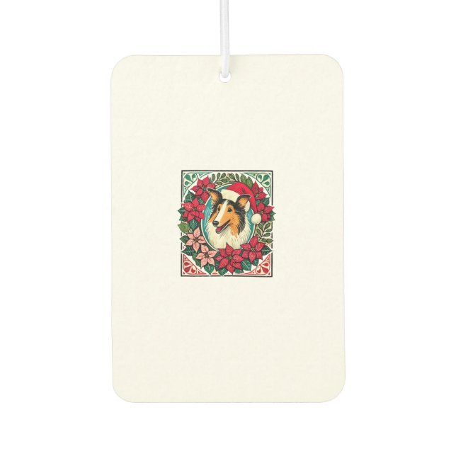 Christmas Collie Dog Illustration Yule Collies 1 Air Freshener (Front)