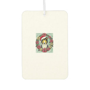 Christmas Collie Dog Illustration Yule Collies 3 Air Freshener