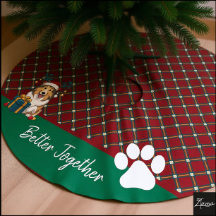 Christmas Collie Dog Reindeer Gift Graphic Brushed Polyester Tree Skirt