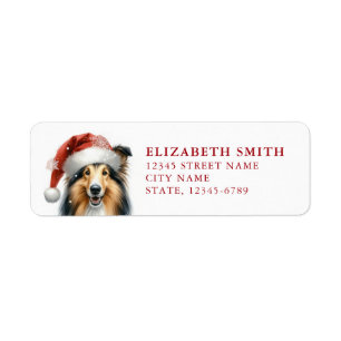 Christmas Collie Dog Return Address Labels