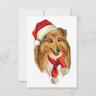 Christmas Collie dog Thank You Card