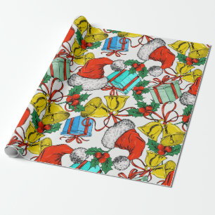 Christmas Colorful Gift Red Santa Hat Wrapping Paper