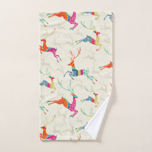 Christmas Colorful Reindeer Pretty Hand Towel