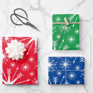 Christmas Colors and Snowflakes Wrapping Paper Sheet