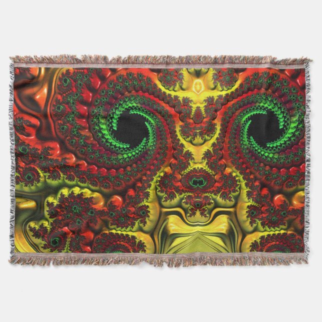 Christmas Colors Mandelbrot Throw Blanket (Front)
