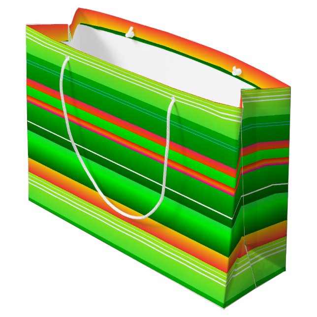 Christmas colour creative green red striped large gift bag (Back Angled)