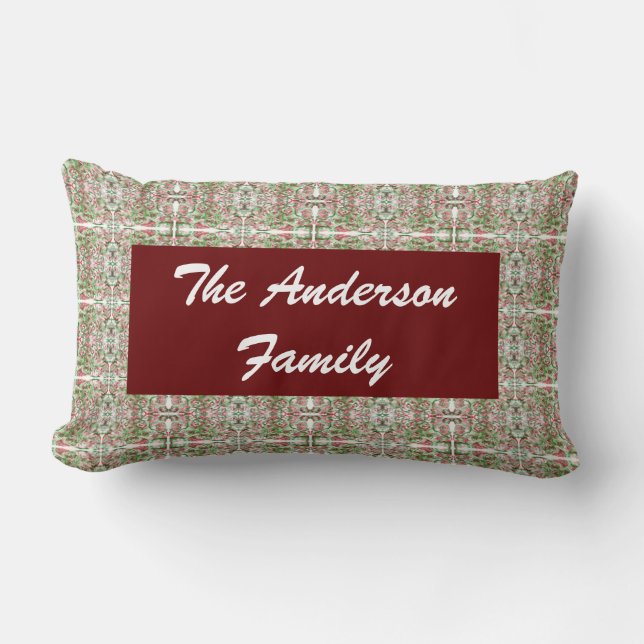 Christmas Colour Red Green Abstract Pattern Family Lumbar Pillow (Front)