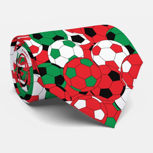 Christmas Colour Soccer Ball Collage-Two Side Prin Tie (Rolled)