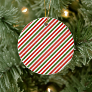 Christmas colour stripes ceramic ornament