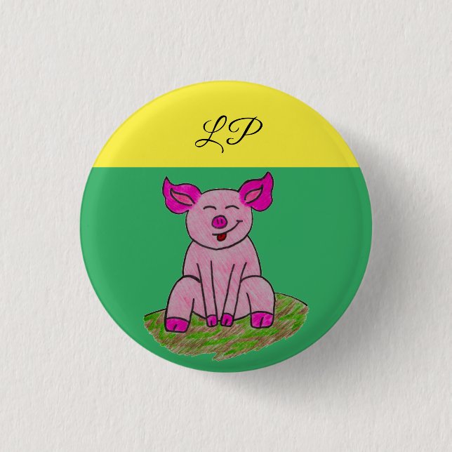 Christmas Coloured LP A.K.A. Lil Piglet pin/ 1 Inch Round Button (Front)