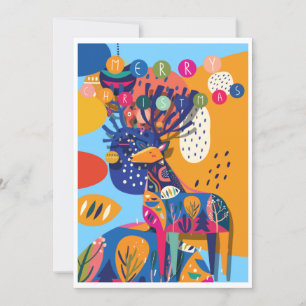 Christmas Colourful Abstract Reindeer Personalized Holiday Card