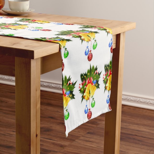 Christmas Colourful Bells Short Table Runner (In Situ)