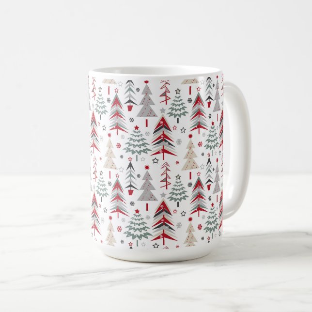 Christmas ,colourful ,Christmas tree ,red ,green Coffee Mug (Front Right)