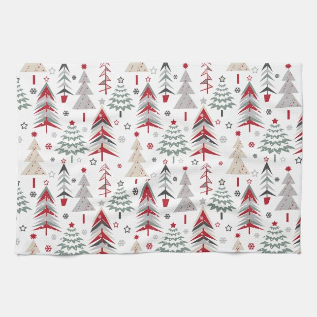Christmas ,colourful ,Christmas tree ,red ,green Kitchen Towel (Horizontal)
