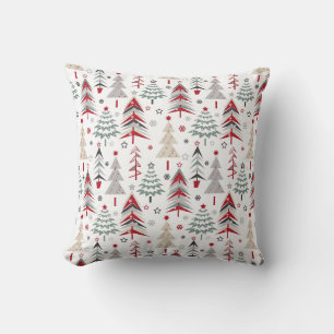 Christmas ,colourful ,Christmas tree ,red ,green Throw Pillow