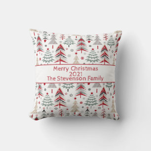 Christmas ,colourful ,Christmas tree ,red ,green Throw Pillow