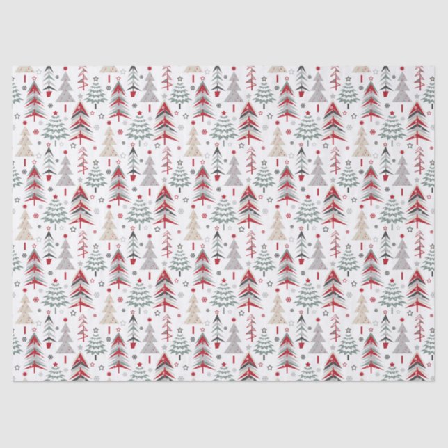 Christmas ,colourful ,Christmas tree ,red ,green Tissue Paper (Front)